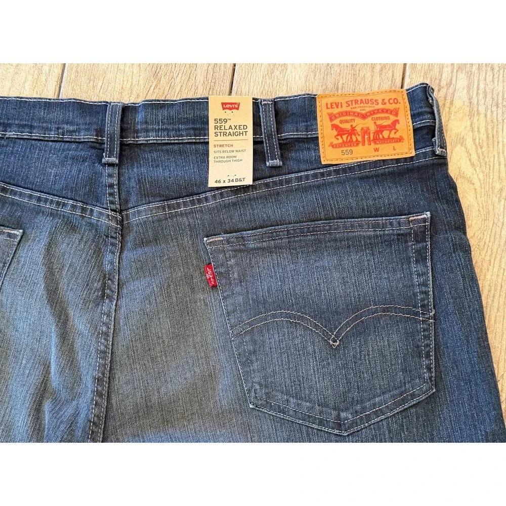 Levi Strauss Denim Jeans 559 NWT Relaxed Straight Leg 46x34 Big and Tall 46 x 34